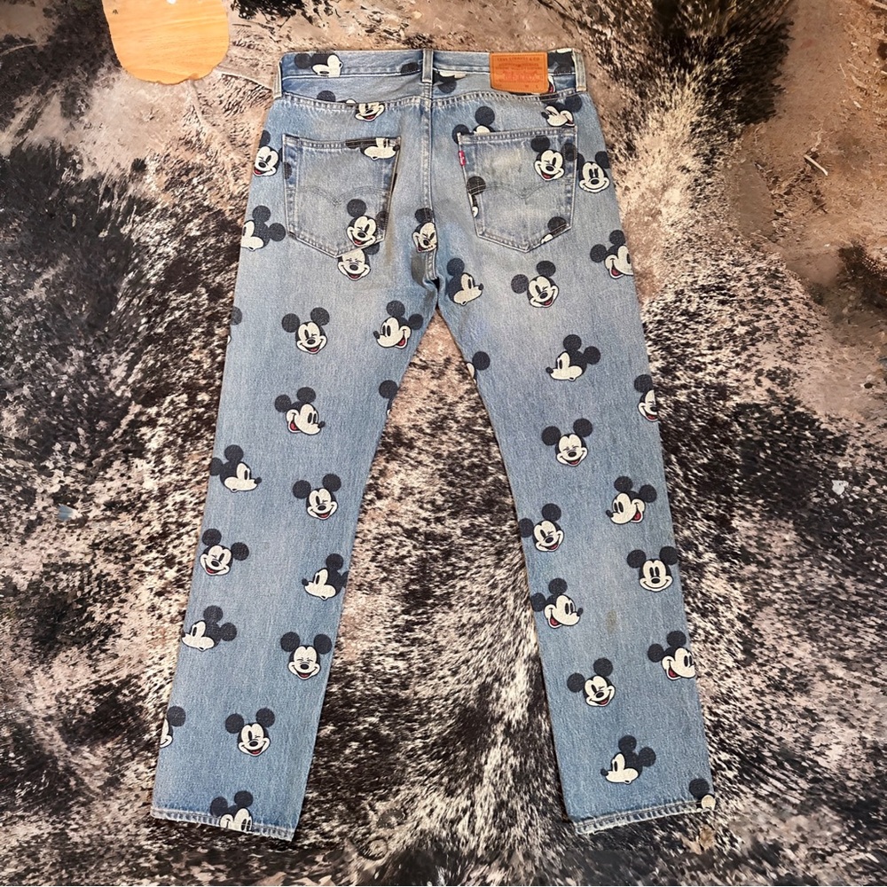 Levi's Light Blue Denim Jeans with Mickey Mouse Faces - Picture 2 of 8